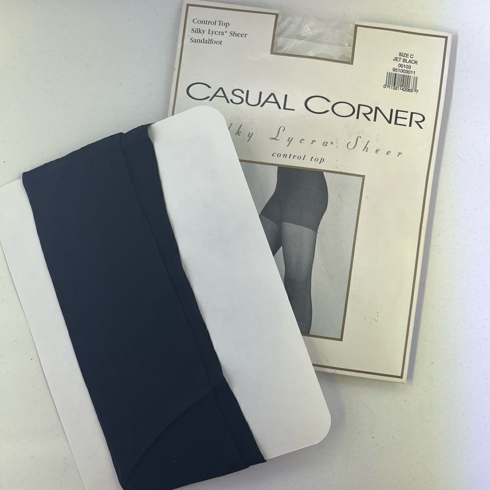 Casual Corner black Silky Lycra control top nylons stockings pantyhose